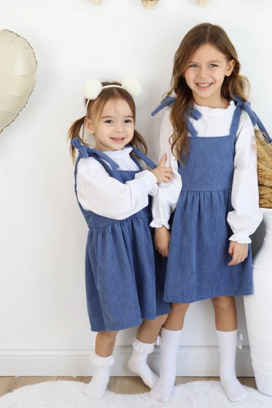 Fitilli Kadife Elbise İkili Takım - 3