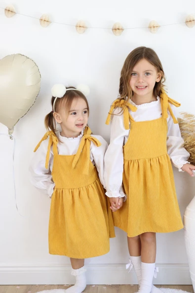 Fitilli Kadife Elbise İkili Takım - 7