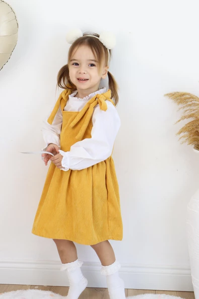 Fitilli Kadife Elbise İkili Takım - 10