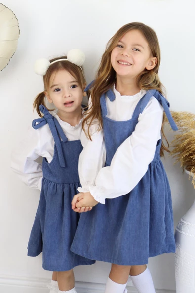 Fitilli Kadife Elbise İkili Takım - 4