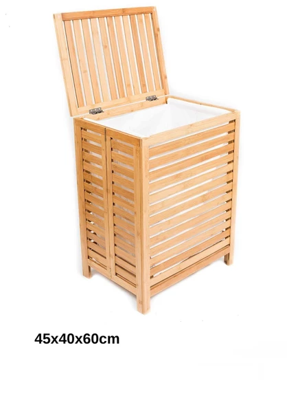 PANALI AHŞAP ÇAMAŞIR SEPETİ (DEMONTE)1 - 3