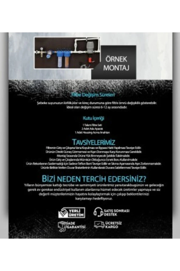 Daire Bina Sayaç Girişi 2 Aşama Su Arıtma Cihazı ( Toz Tortu , Çamur Önleyici Yumuşatma Sistemi ) - Resim 4