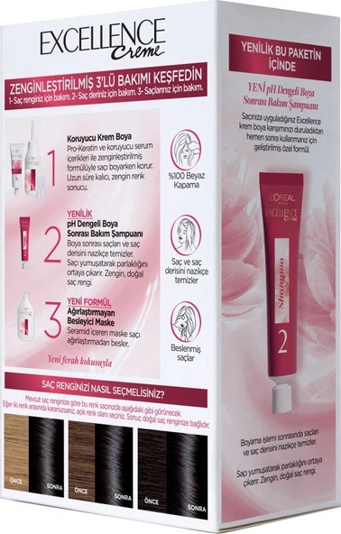 L'Oréal Paris Excellence Creme Saç Boyası 1.01 Derin Saf Siyah - Resim 3