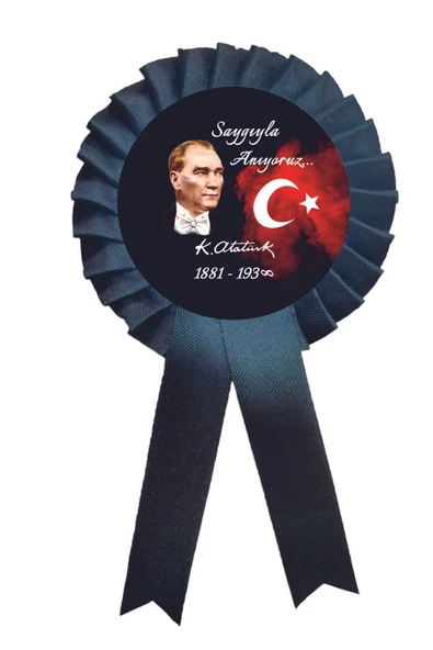 yıldızkurdelaankara 10 KASIM ATATÜRK SAYGIYLA ANIYORUZ SATEN KOKART ROZET 50 ADET ürün görseli
