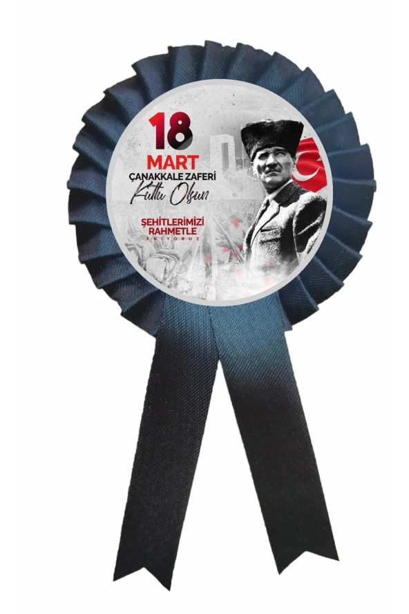 yıldızkurdelaankara 18 MART ÇANAKKALE ZAFERİ VE ŞEHİTLERİ ANMA GÜNÜ ROZET SATEN KOKART 10 ADET - 1