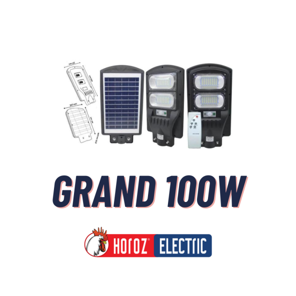 Horoz Electric Horoz 074-009-0100 Grand-100 6400k Beyaz Işık Led Solar Sokak Lambası (Sensörlü+Kumandalı)
