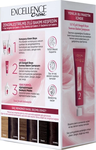 L'Oréal Paris Excellence Creme Saç Boyası 3 Koyu Kestane - Resim 3
