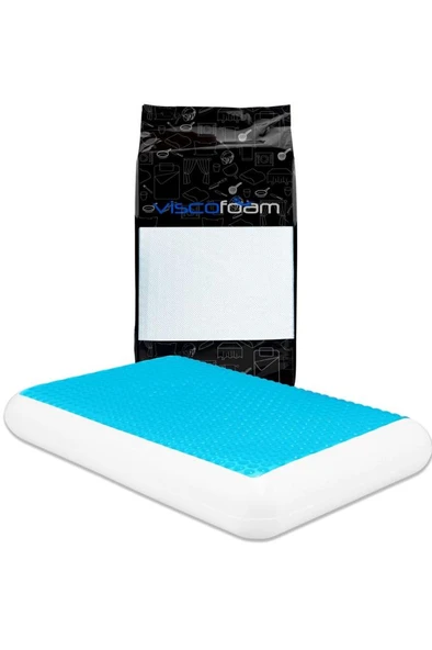 Viscofoam Lüks Terletmeyen Ortopedik Yastık Serinleten Visco Yastık Jelli Yastık 60x40x11cm