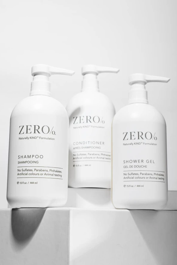 Zero/o Naturally Kind Shampoo 444 ML + Conditioner 444 ML + Shower Gel 444 ML