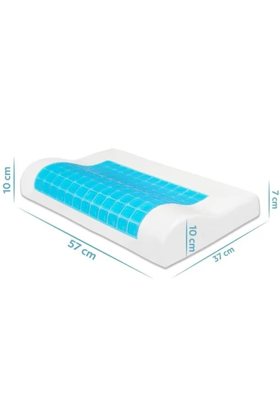 Viscofoam Terletmeyen Ortopedik Boyun Destekli Yastık Serinleten Visco Yastık Jelli Yastık 57x37x10-7cm - 2