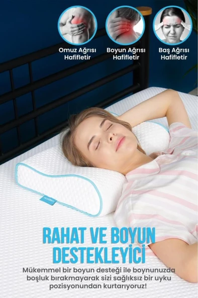 Viscofoam  Küçük Boyun Destekli Ortopedik Yastık Visco Yastık 46x30x10-8cm - 3