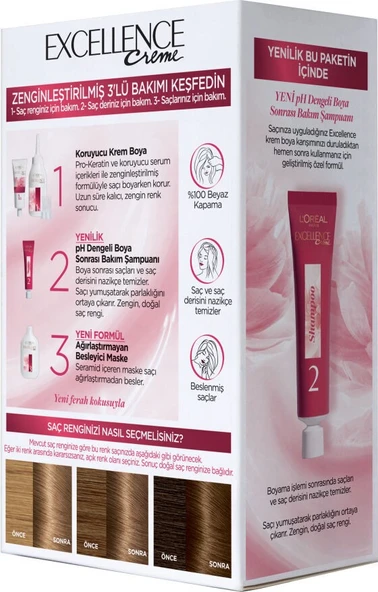 L'Oréal Paris Excellence Creme Saç Boyası 7 Kumral - Resim 3