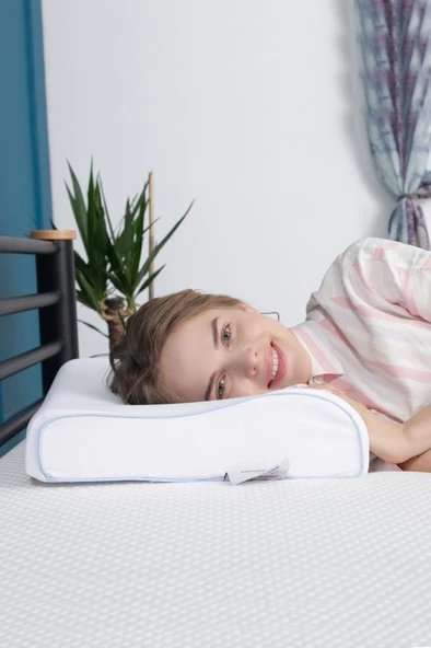 Viscofoam Terletmeyen Ortopedik Boyun Destekli Yastık Serinleten Visco Yastık Jelli Yastık 57x37x10-7cm - 5