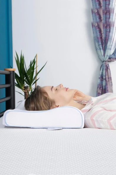 Viscofoam Terletmeyen Ortopedik Boyun Destekli Yastık Serinleten Visco Yastık Jelli Yastık 57x37x10-7cm - 4