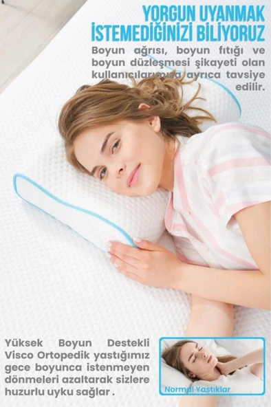 Viscofoam  Küçük Boyun Destekli Ortopedik Yastık Visco Yastık 46x30x10-8cm - 5