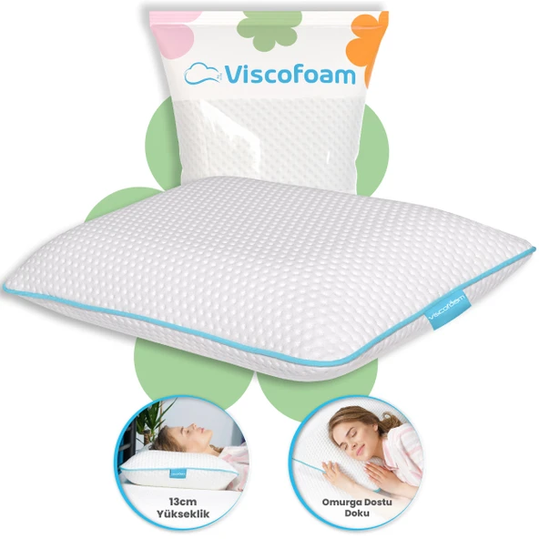 Viscofoam Boyun Destekli Ortopedik Yastık Tombul Visco Yastık - 59x39x13cm