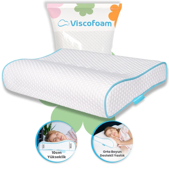 Viscofoam Boyun Destekli Ortopedik Yastık Visco Yastık 57x37x10-7cm