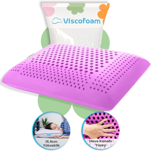 Viscofoam Aroma Terapi Hava Kanallı Ortopedik Yastık Visco Yastık Lavanta 60x40x16cm