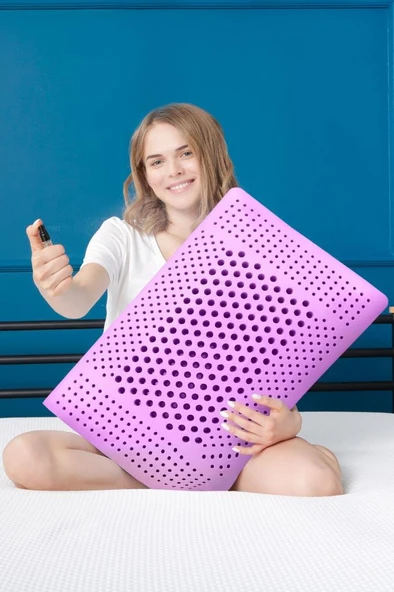Viscofoam Aroma Terapi Hava Kanallı Ortopedik Yastık Visco Yastık Lavanta 60x40x16cm