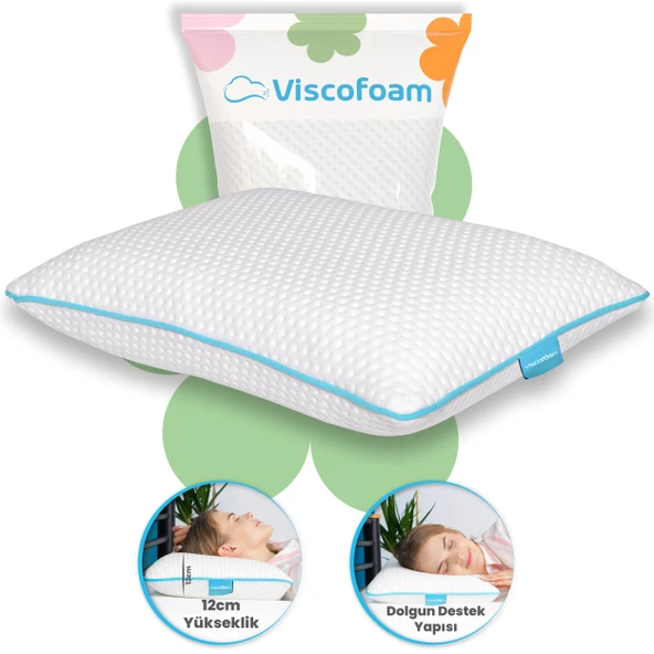 Viscofoam Comfy Boyun Destekli Ortopedik Yastık Tombul Visco Yastık - 55x35x12cm