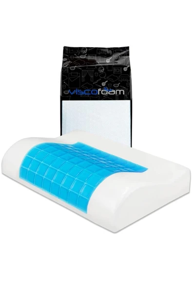 Visco Foam Terletmeyen Ortopedik Boyun Destekli Yastık Serinleten Visco Yastık Jelli Yastık 46x30x10-8cm