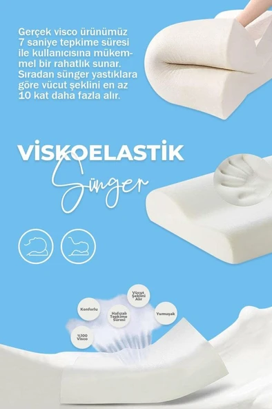 Viscofoam Hava Kanallı Ortopedik Boyun Destekli Yastık Visco Yastık 57x37x10-7cm - 3