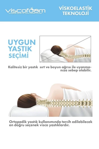 Viscofoam Hava Kanallı Ortopedik Boyun Destekli Yastık Visco Yastık 57x37x10-7cm - 4