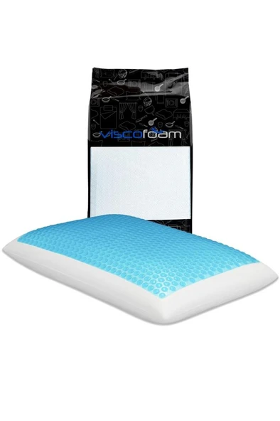 Viscofoam Evva Terletmeyen Ortopedik Yastık Serinleten Visco Yastık Jelli Yastık 59x39x13cm