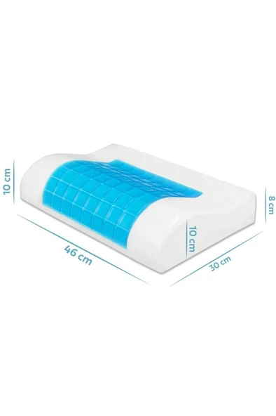 Viscofoam Terletmeyen Boyun Destekli Ortopedik Yastık Jelli Visco Yastık - 47x30x10-8cm - 2