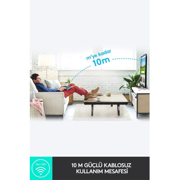 logitech K400 Plus Dokunmatik Yüzeyli USB Bağlantılı Türkçe Q TV Klavyesi - Siyah - 4