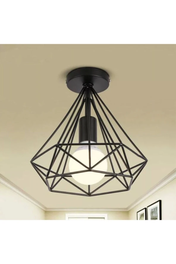 Livora Lighting Prizma Siyah Rustik Tekli Avize