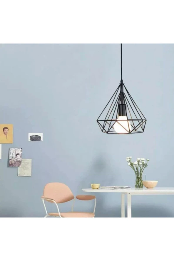 Livora Lighting Prizma Siyah Rustik Tekli Sarkıt Avize