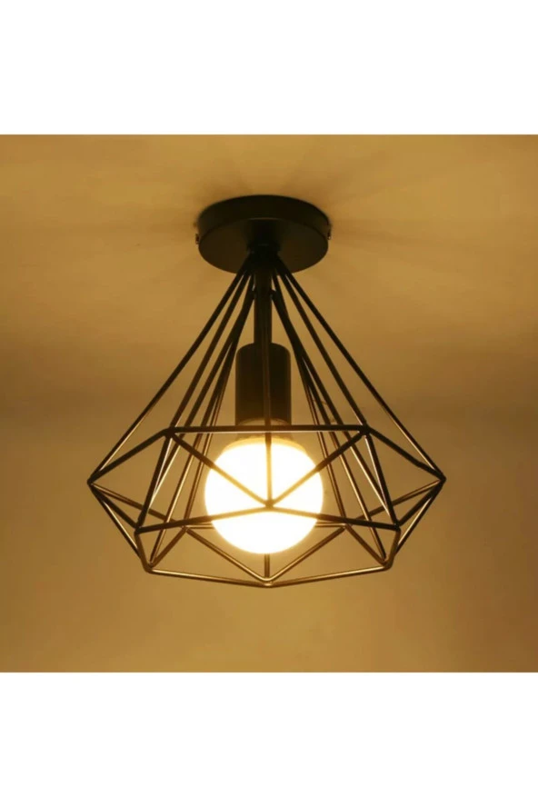 Livora Lighting Prizma Siyah Rustik Tekli Avize - 2