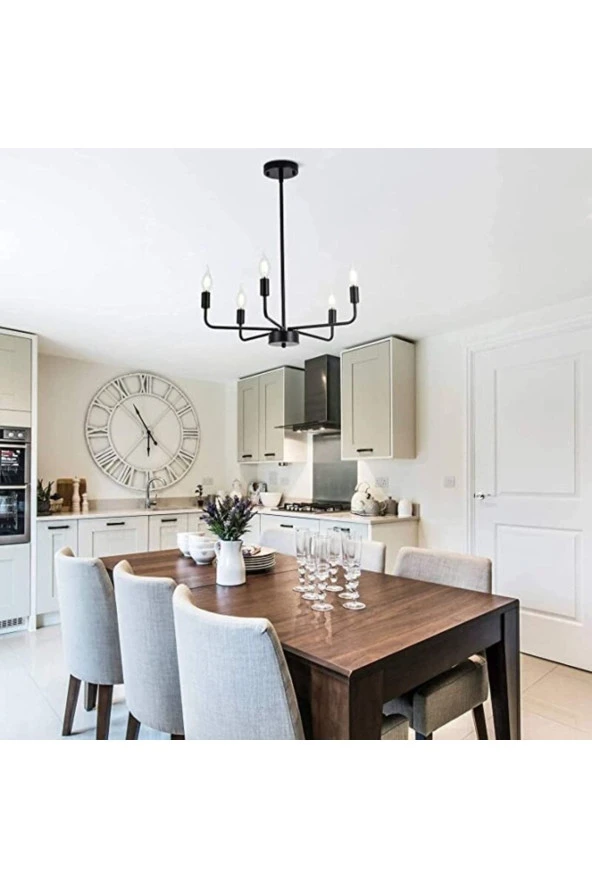 Livora Lighting Tuana 5 Li Siyah Modern Sarkıt Avize