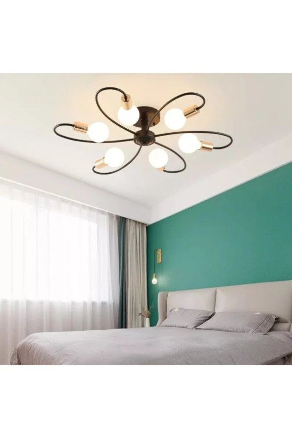 Livora Lighting Uranüs 6 lı Siyah Gold Avize