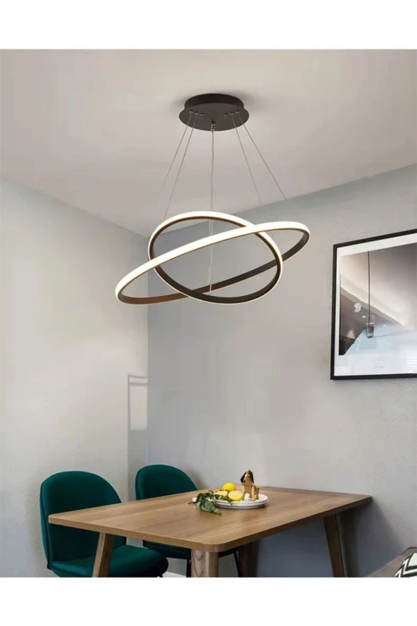 Livora Lighting 2li Halka Siyah Led Avize Beyaz Işık - 2