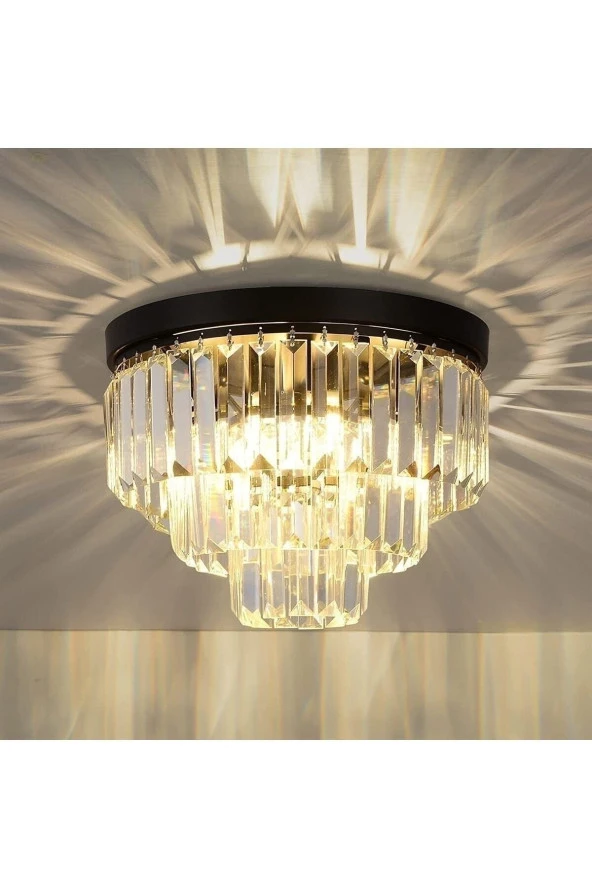 Efsane Siyah Kristal Taşlı Modern Salon Avize