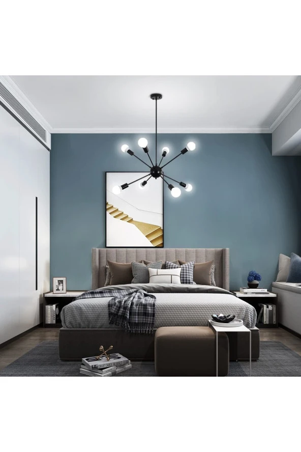 Livora Lighting Mia 8 Li Siyah Modern Kirpi Avize - 2