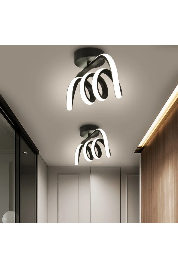 Livora Lighting Burgu Siyah Tavana Sıfır 3 Renk Işıklı Led Avize - 3