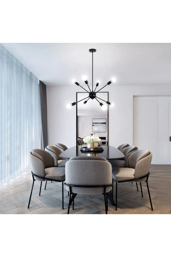 Livora Lighting Mia 8 Li Siyah Modern Kirpi Avize - 3