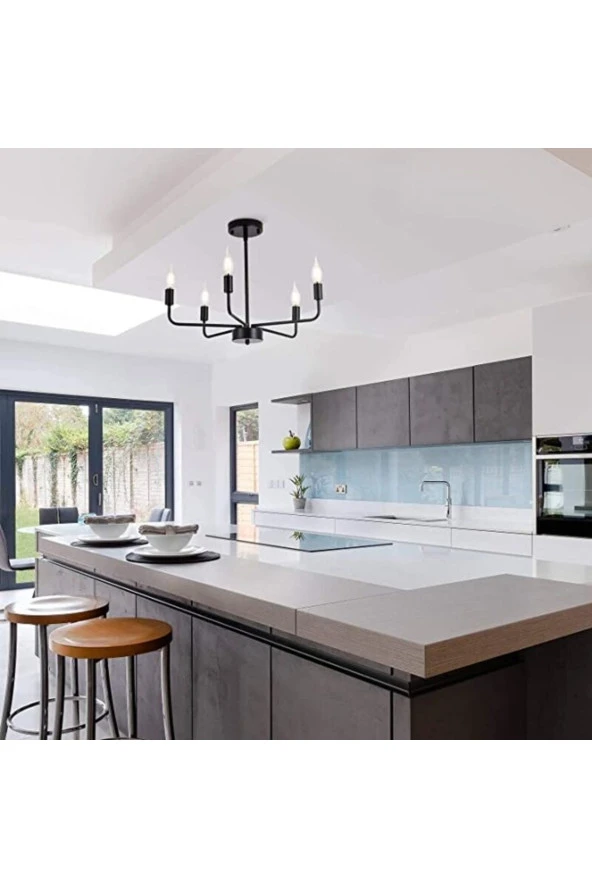 Livora Lighting Tuana 5 Li Siyah Modern Sarkıt Avize - 3