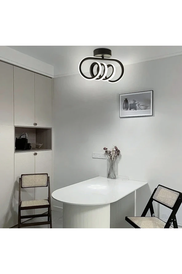 Livora Lighting Burgu Siyah Tavana Sıfır Beyaz Led Işıklı Avize - 5