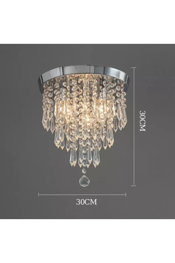 Livora Lighting Ahenk Krom Taşlı Modern Salon Avize - 2