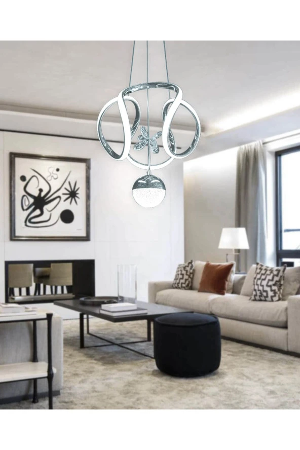 Livora Lighting Angel Modern Sarkıt 3 Kademeli Şeker Toplu Krom Led Avize