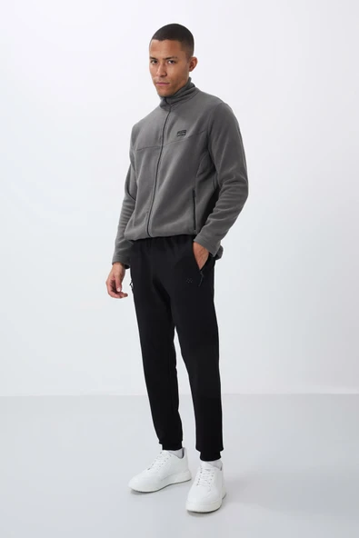 Tommy Life Siyah Fermuar Cepli Standart Kalıp Jogger Erkek Eşofman Alt - 84651