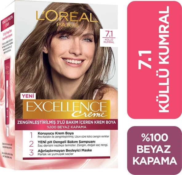 L'Oréal Paris Excellence Creme Saç Boyası 7.1 Kumral Küllü