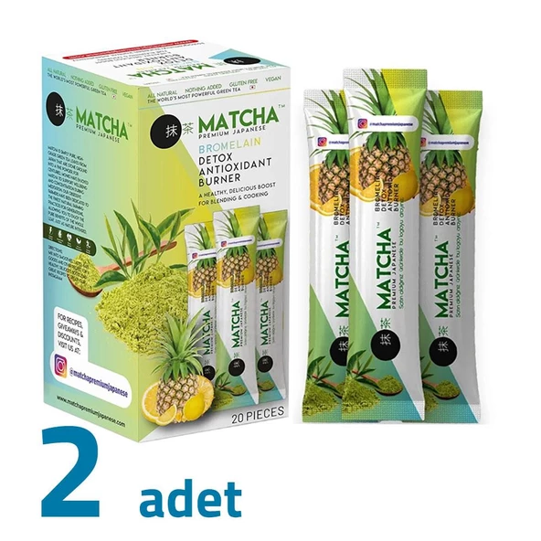 Matcha Premium Japanese Bromelain Ananaslı Limonlu Matcha Çayı 20x8GR X 2Adet - 2