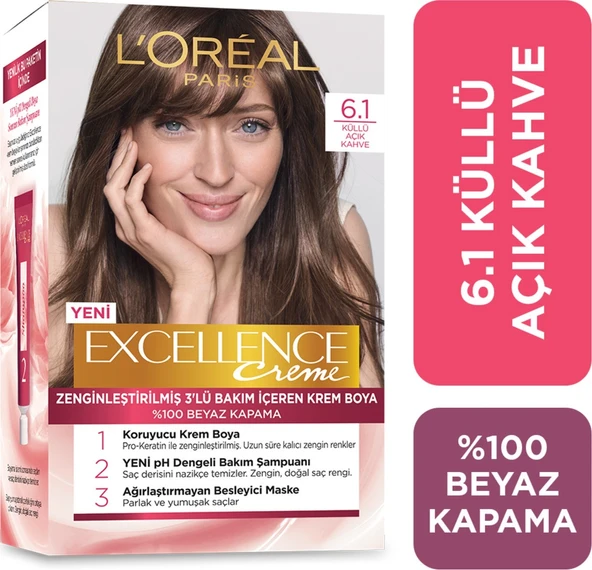 L'oréal Paris Excellence Creme Saç Boyası 6.1 Küllü Açık Kahve