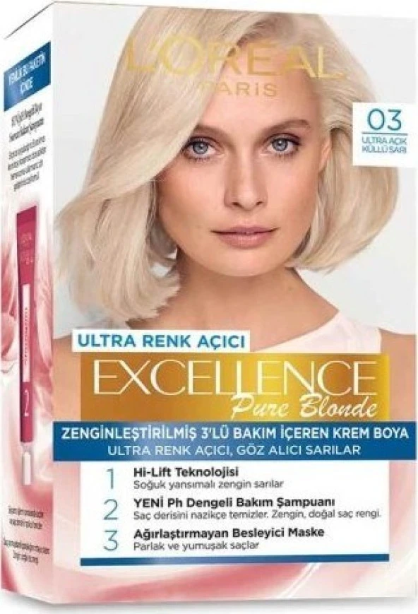 L'Oréal Paris Excellence Pure Blond Saç Boyası - 03 Ultra Açık Küllü Sarı
