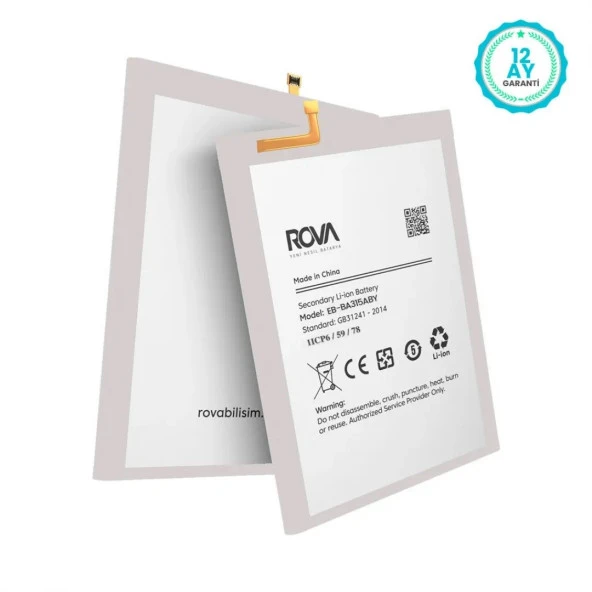Rova Samsung A31 SM-A315 Uyumlu Batarya Pil 5000 mAh